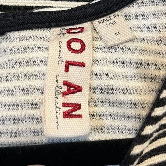 ANTHROPOLOGIE DOLAN Short Sleeve Striped Top White Black Women’s Size Medium - Picture 4 of 6